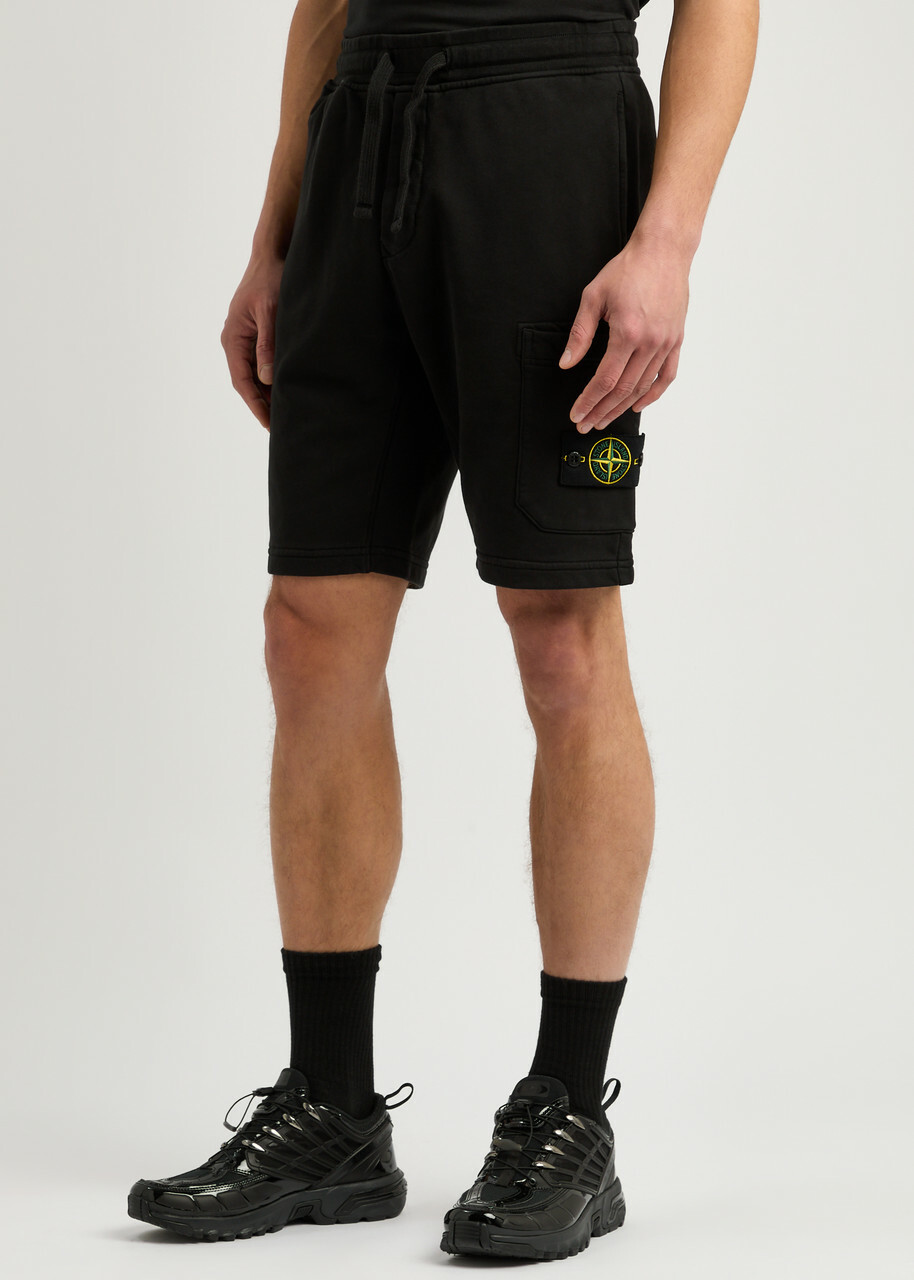 Stone Island Logo Cotton Shorts Black Stone Island Stone Island Logo Cotton Shorts Black Stone Island
