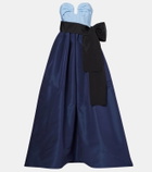 Carolina Herrera Belted silk bustier gown