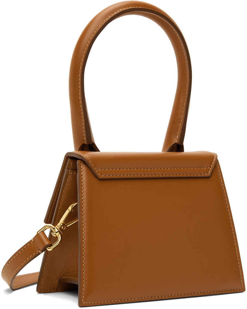 Jacquemus Le Chiquito Moyen Y Brown Bag in Gold Hardware