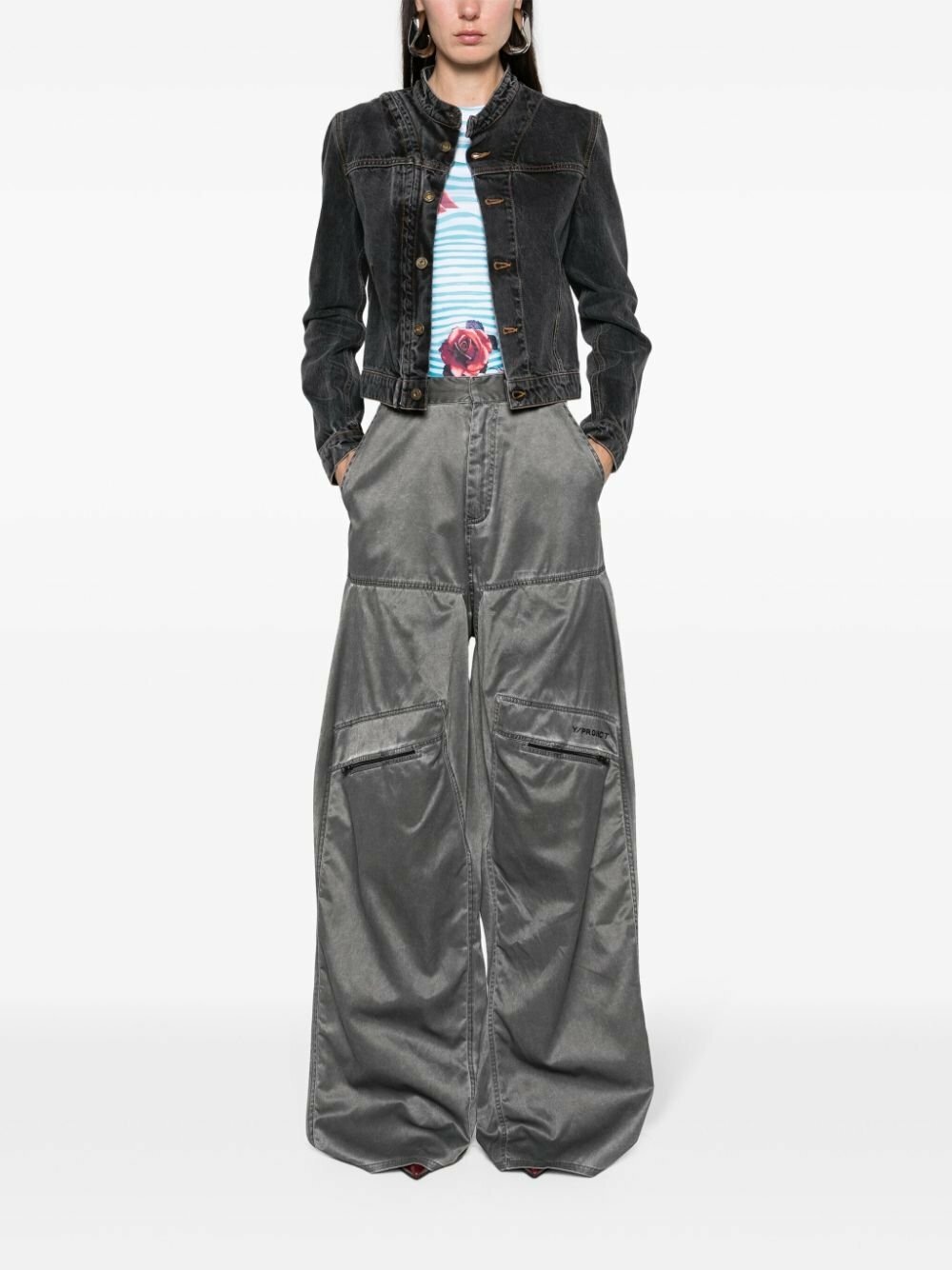 Y/Project Black Pop-Up Mid-Waist Wide-Leg Trousers