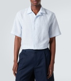 Brioni Striped linen bowling shirt