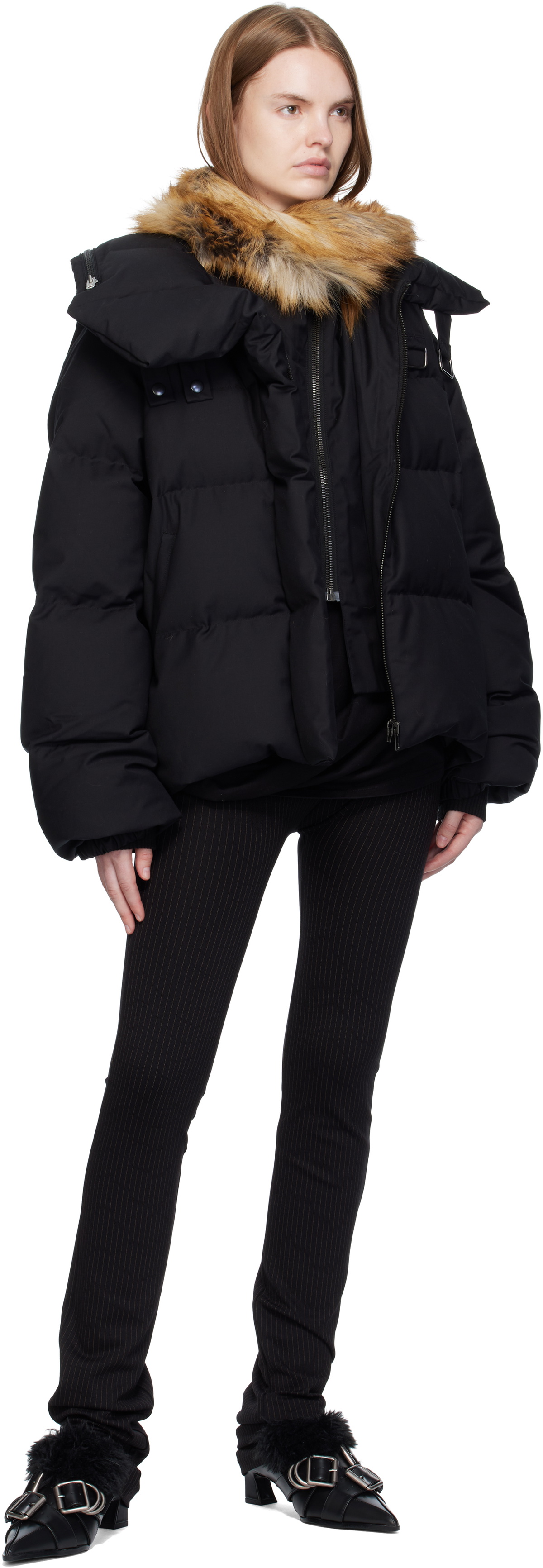 Ottolinger Black Deconstructed Double Zip Down Jacket