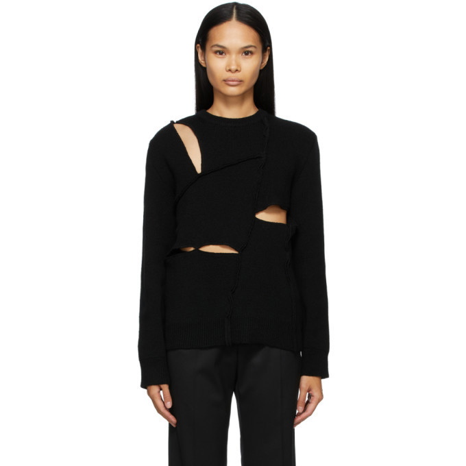 Photo: Comme des Garcons Shirt Black Multi Slit Sweater