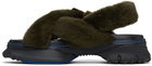 Burberry Green Shearling Pebble Sandals