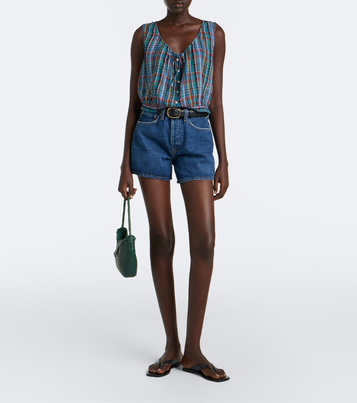 Dôen Theo plaid cotton crop top