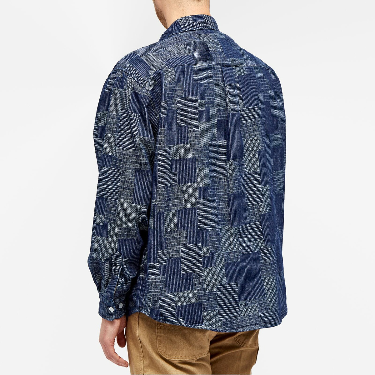 FrizmWORKS Men's Patchwork Denim Shirt in Blue