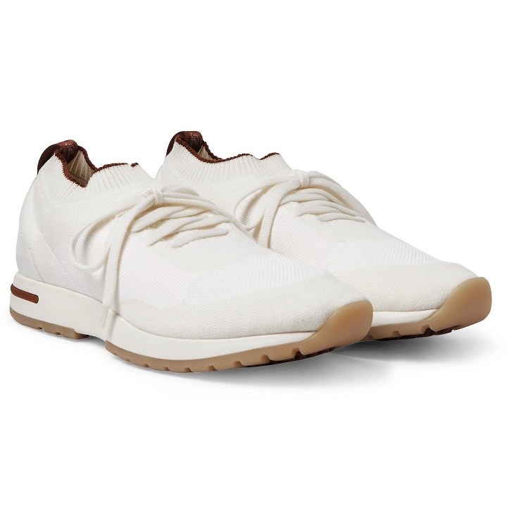 Photo: Loro Piana - 360 Flexy Walk Leather-Trimmed Knitted Wool Sneakers - White