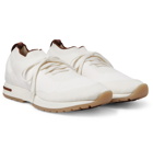 Loro Piana - 360 Flexy Walk Leather-Trimmed Knitted Wool Sneakers - White