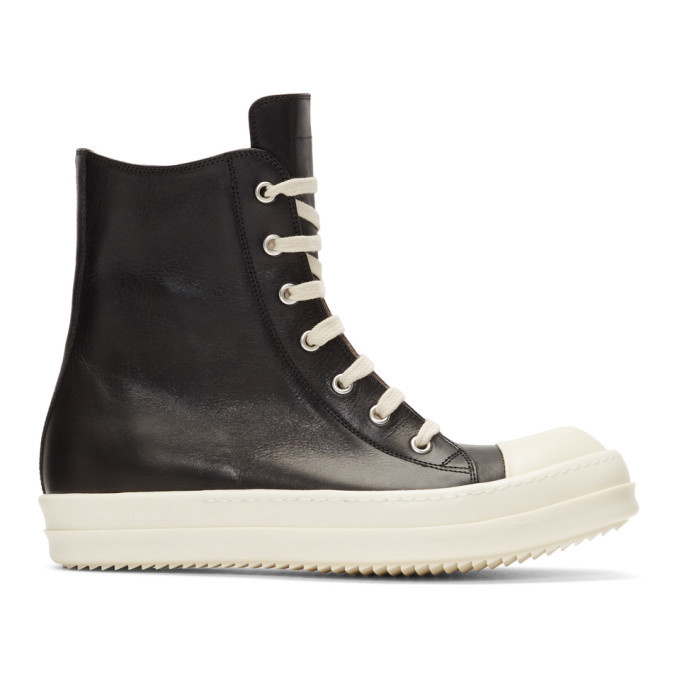 Photo: Rick Owens Black and Off-White High-Top Sneakers