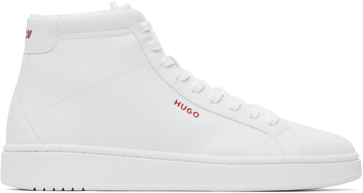 Photo: Hugo White Faux-Leather High-Top Sneakers
