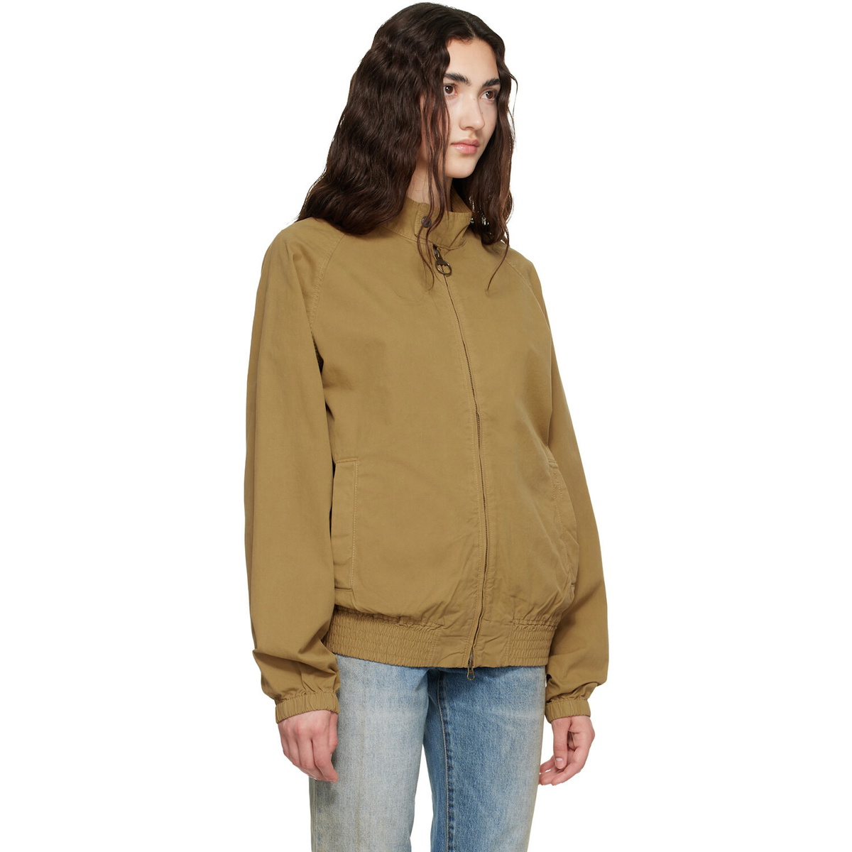 Barbour Tan Royston Cotton Harrington Bomber Jacket
