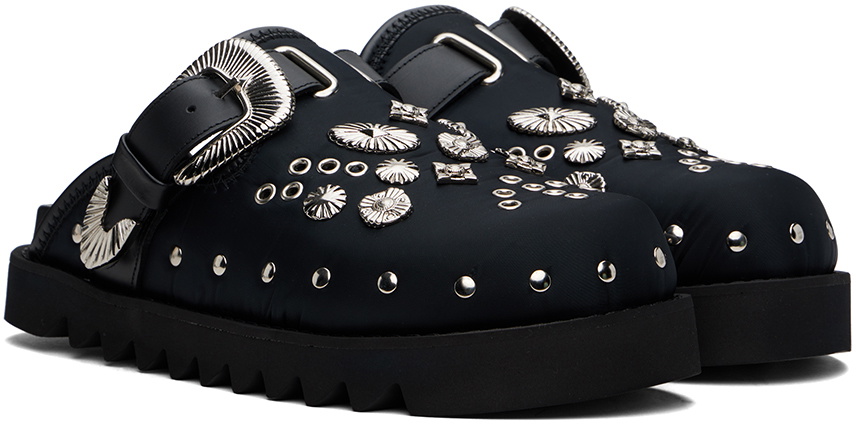 Toga Virilis Black Eyelet Metal Sabot Slip-on Loafers