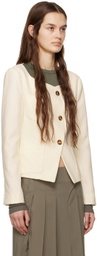 J KOO Off-White Square Neck Blazer