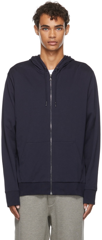 Photo: Ralph Lauren Purple Label Navy Cotton Lisle Full-Zip Hoodie