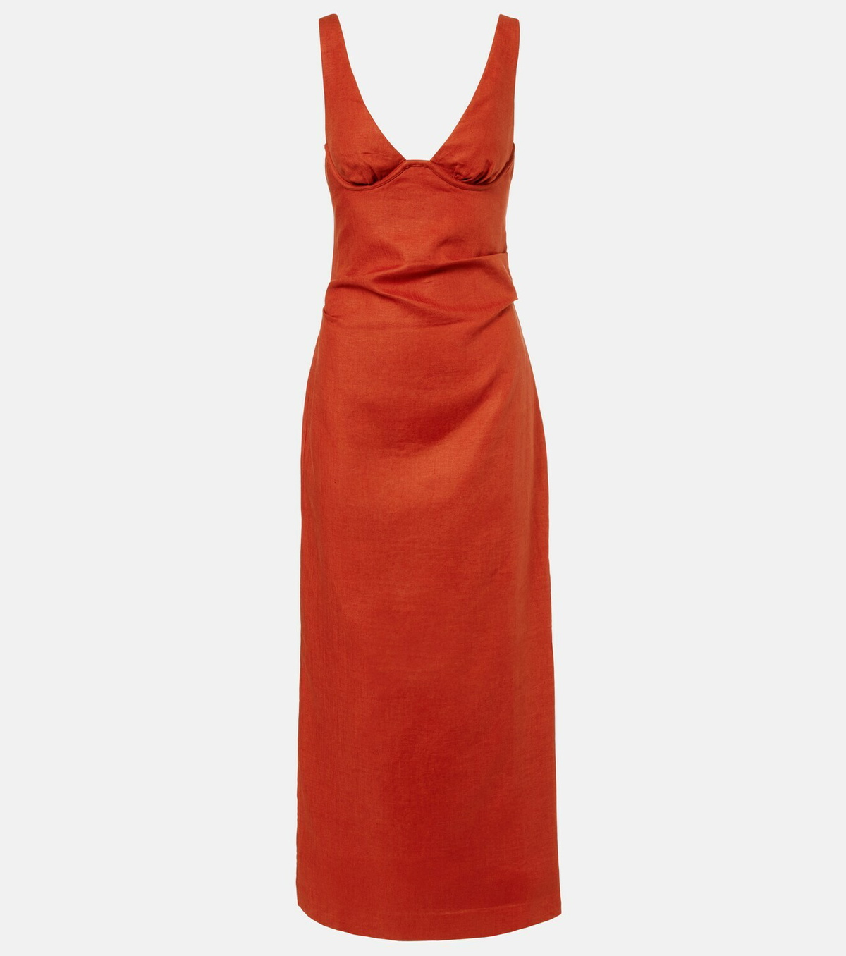SIR Draped linen midi dress