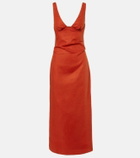 SIR Draped linen midi dress