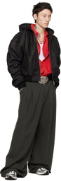 LU'U DAN Black Hooded Outlaw Leather Jacket