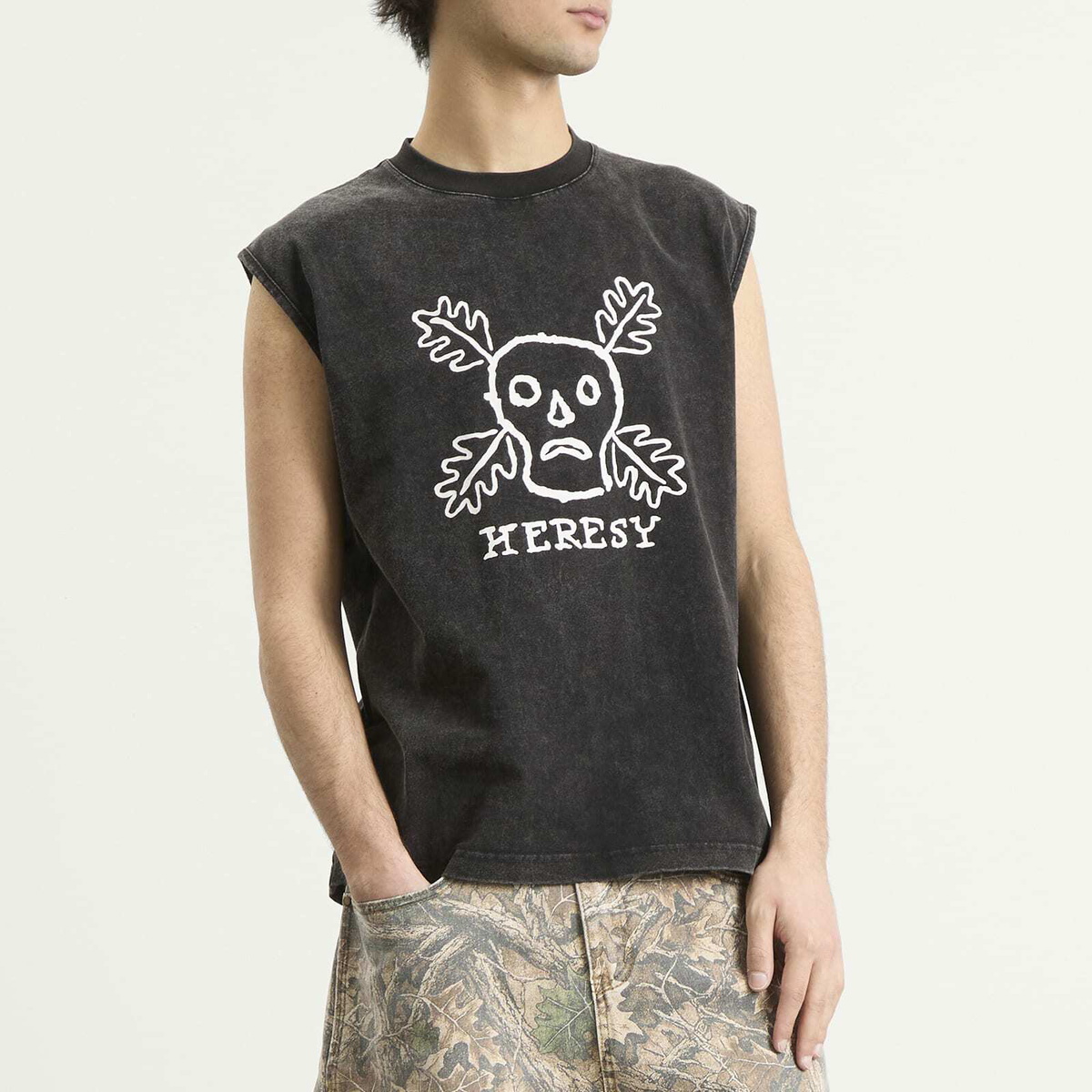 Heresy Men's Green Man Vest in Ash