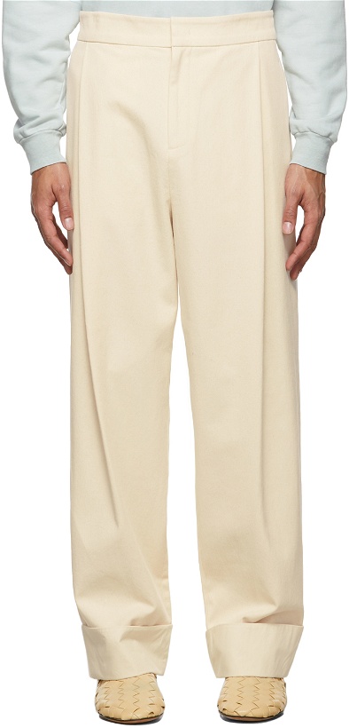 Photo: AMOMENTO Off-White Twill Martin Turn Up Trousers
