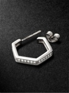 KOLOURS JEWELRY - Hexagon Medium White Gold Diamond Single Hoop Earring
