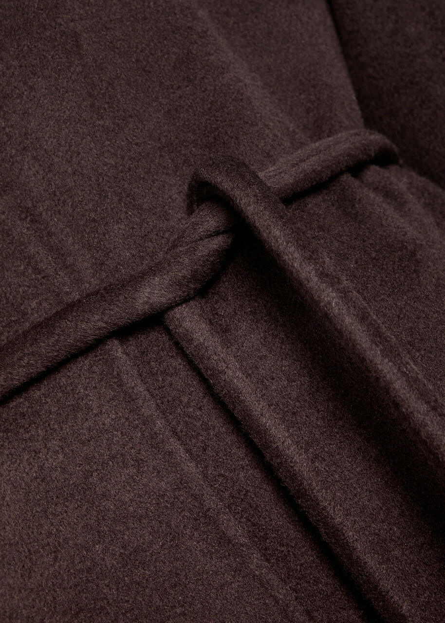 Anine Bing Hunter Belted Wool and Cashmere-blend Coat Dark Brown