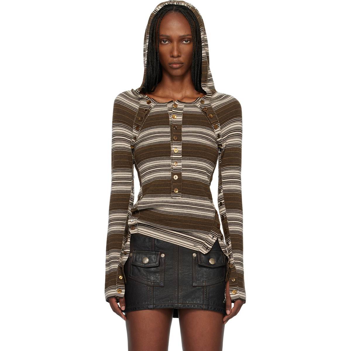 Miss Sixty Brown KNWLS Edition Striped Hoodie