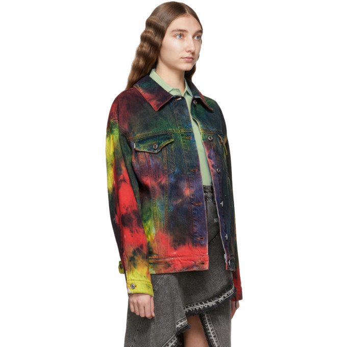 Men and Women's Tie Dye Denim Jacket Bright Colourful -  UK