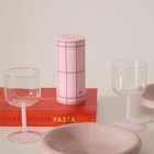 HAY Column Candle - Small in Light Pink/Bordeaux Grid 