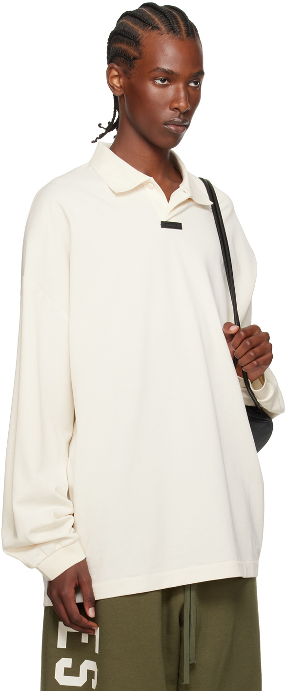 Fear of God ESSENTIALS Off-White Logo Patch Long Sleeve Polo Fear