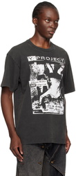 Y/Project Black Vintage Rock Band Print Pinched Logo T-Shirt