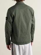 Stone Island - Logo-Appliquéd Garment-Dyed Stretch-Cotton Overshirt - Green