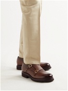 Santoni - Cross-Grain Leather Monk-Strap Shoes - Brown