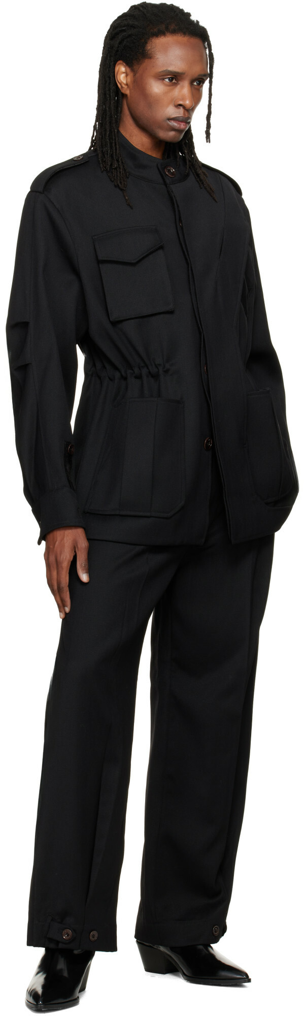 NULLUS Black Deconstructed Parka Jacket