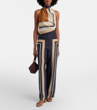 SIR Printed halterneck silk top