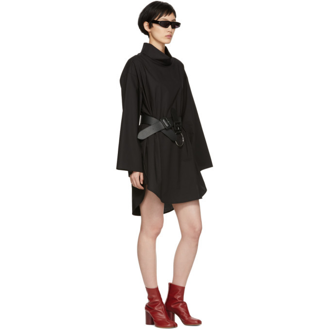 MM6 Maison Martin Margiela Black Poplin Turtleneck Dress MM6