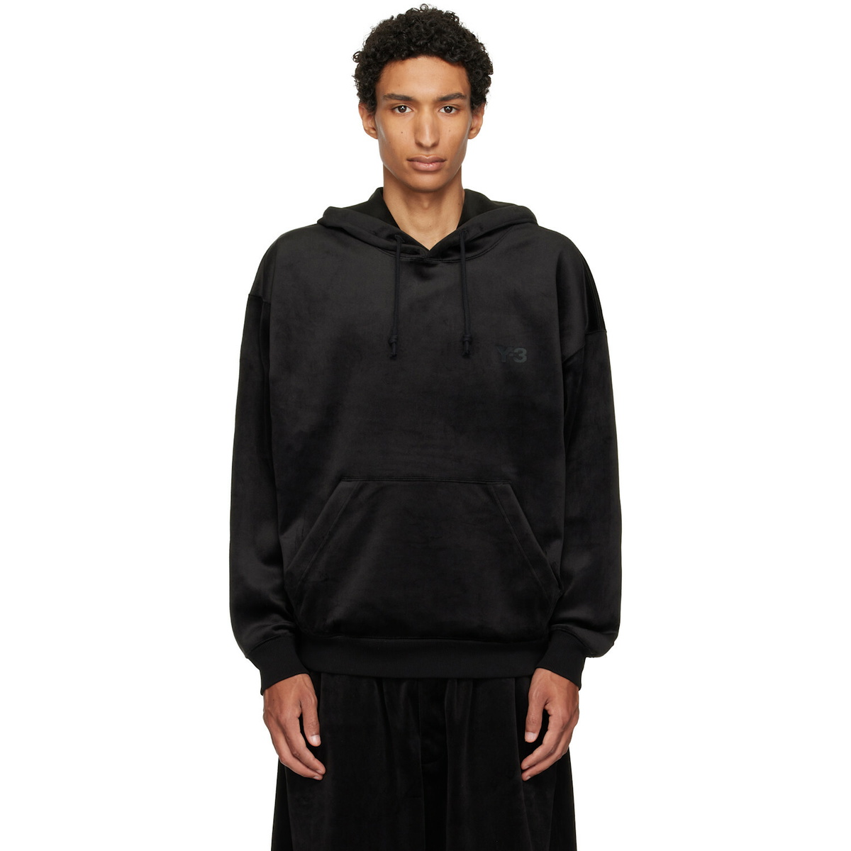 Y-3 Black Velvet Corduroy Hoodie