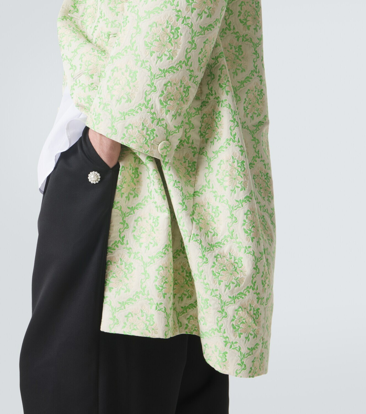 Simone Rocha Floral cotton-blend jacquard coat