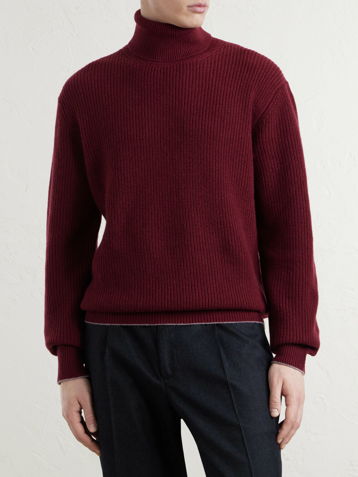 Canali - Wool and Cashmere-Blend Rollneck Sweater - Burgundy