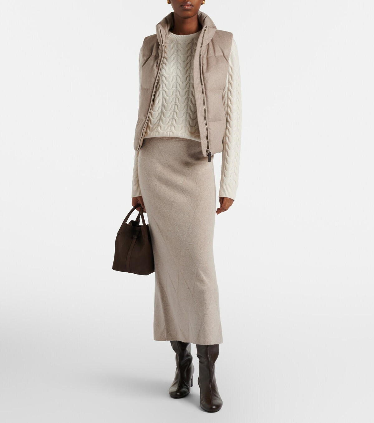 Max Mara Quilted cashmere down vest