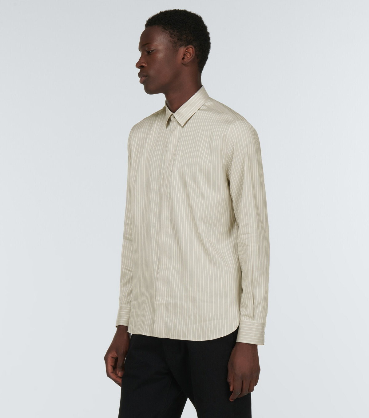 Saint Laurent Women's Striped Cotton Shirt Green