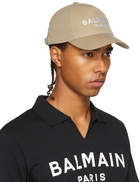 Balmain Beige Twill Logo Cap