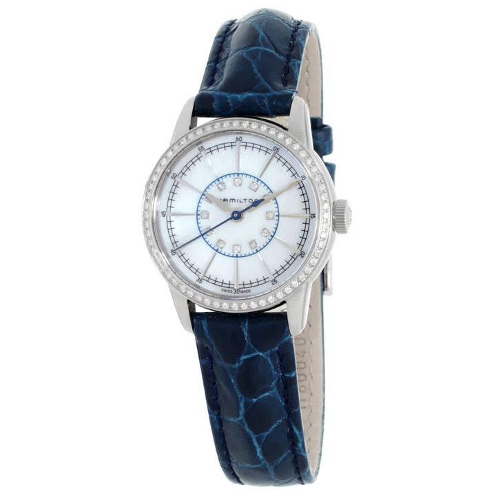 Photo: Hamilton Railroad White Mother Of Pearl Dial Blue Leather Ladies Watch H40391691