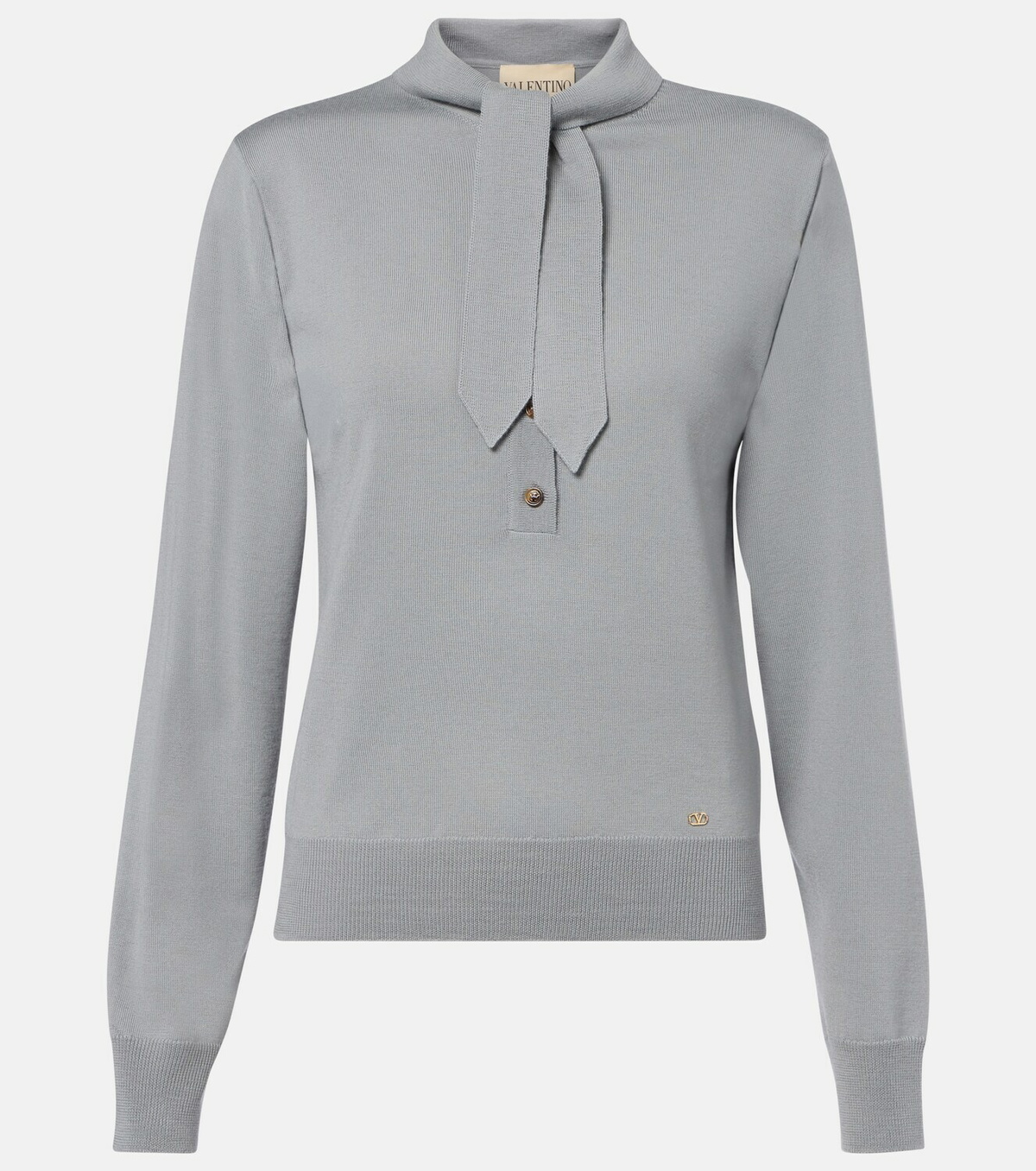 Valentino Tie-neck virgin wool sweater