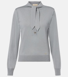 Valentino Tie-neck virgin wool sweater