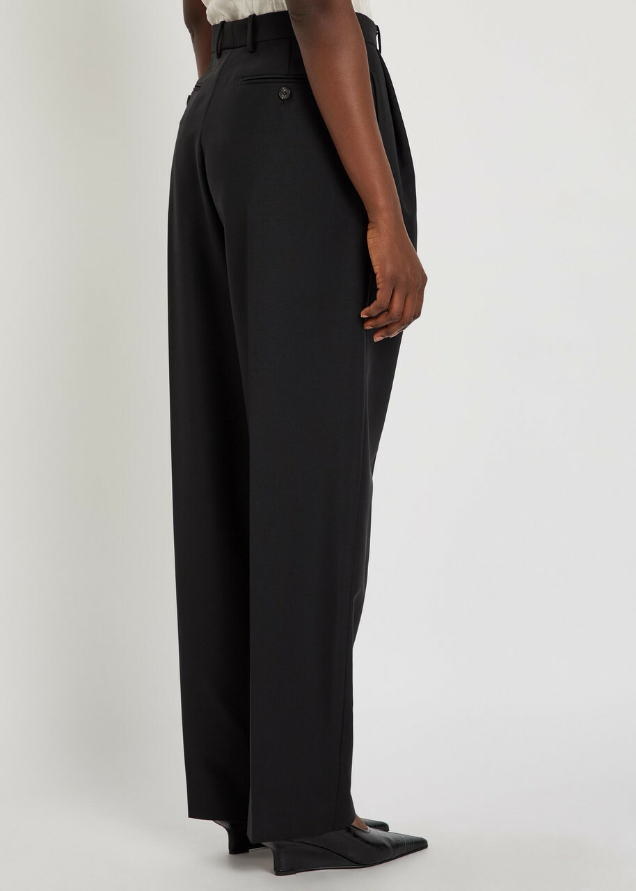 Givenchy Pleated Tapered-leg Wool and Mohair-blend Trousers Black