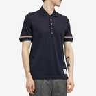 Thom Browne Men's Lightweight Textured Cotton Polo Shirt in Navy