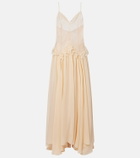 Blumarine Lace-trimmed georgette maxi dress