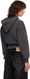 Off-White Gray Bookish Crop Logo Hoodie