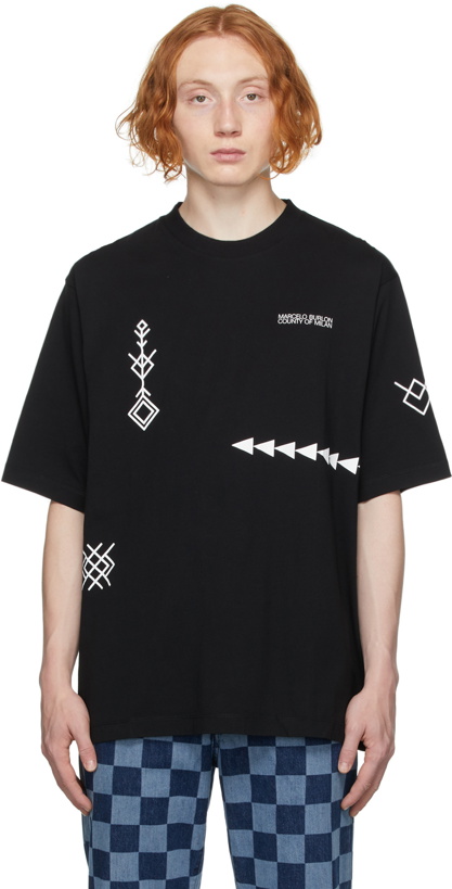 Photo: Marcelo Burlon County of Milan Black Jersey Folk T-Shirt