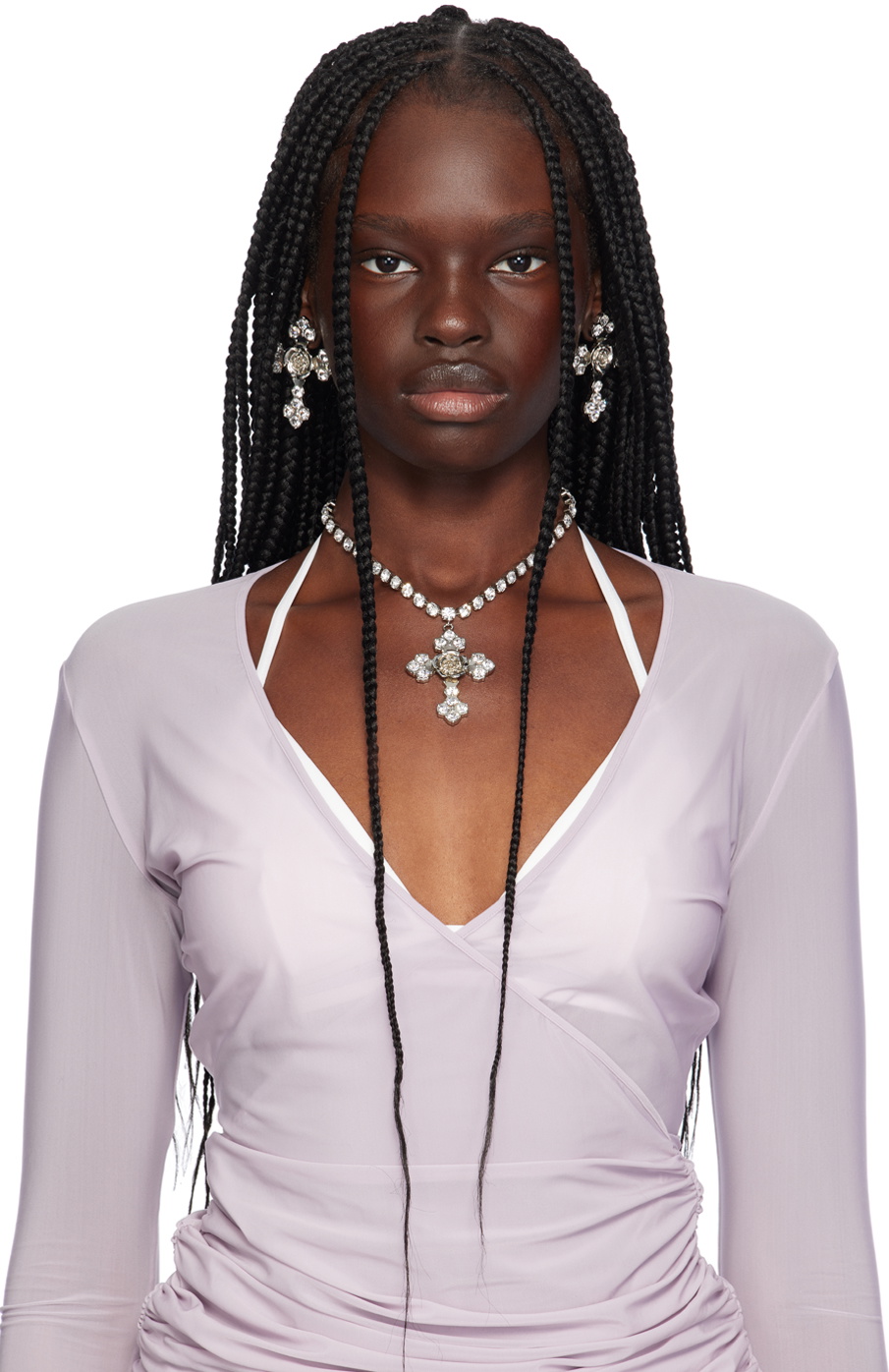 Blumarine Silver Cross Choker